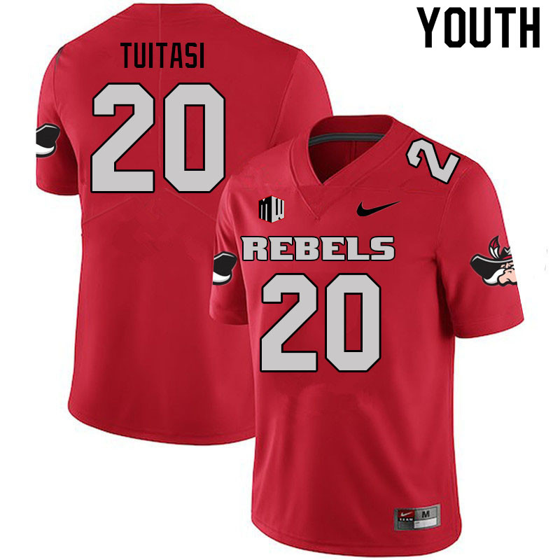 Youth #20 Tavai Tuitasi UNLV Rebels College Football Jerseys Sale-Scarlet - Click Image to Close